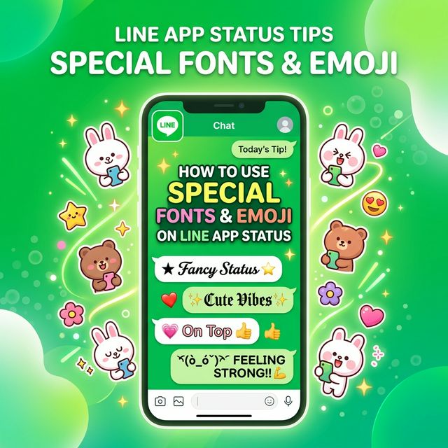 ทริคตั้งชื่อสเตตัส LINE น่ารักๆ ด้วยฟอนต์พิเศษและอีโมจิ